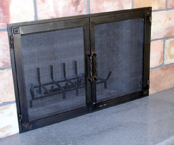 F8 Custom Fireplace Doors and Wood Grate
